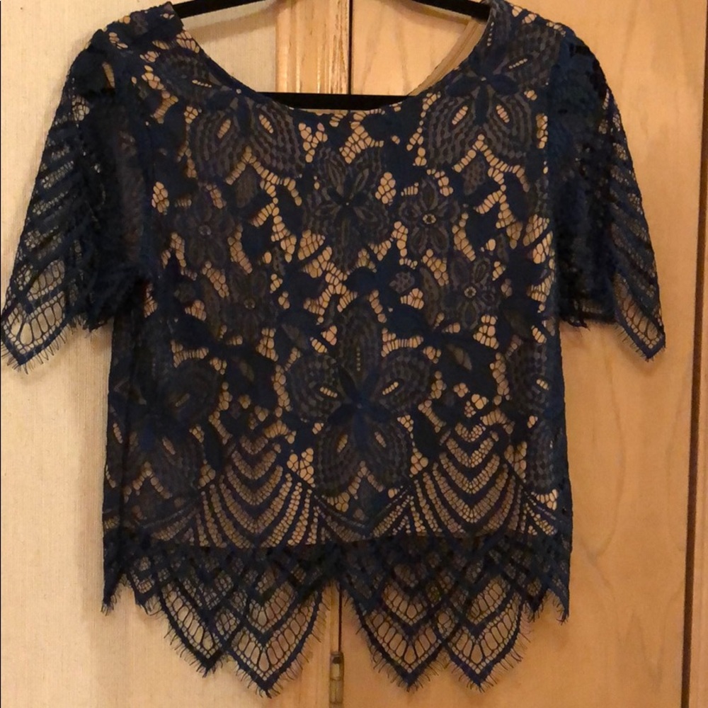 Express navy lace crop top